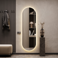 Зеркала в спальню, Зеркало с тёплой подсветкой GENGLASS NOLVIS NF LED L, с проводом 56х176 см