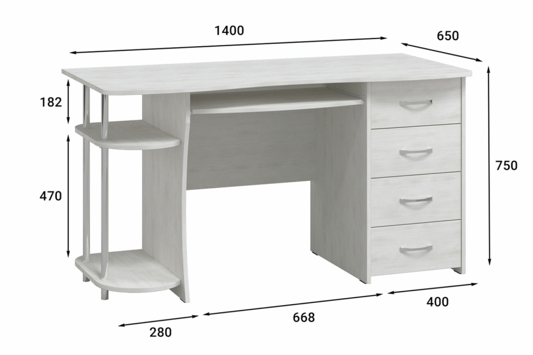 Прямые компьютерные столы, Стол компьютерный С-222БН