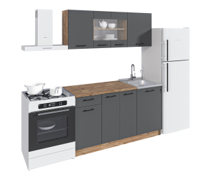 Кухонный гарнитур Лофт 150 см Дуб вотан/Диамант серый