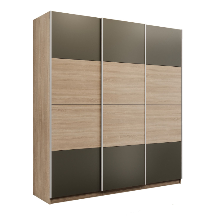 Шкафы-купе 3-х дверные, Шкаф-купе Эста 3-х дверный ДСП/Стекла хаки/Доводчик 240х66х240