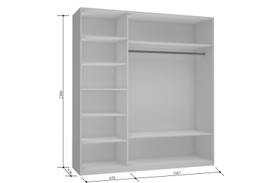 Шкаф Прайм трио 2ДСП+1зеркало 2300 x 2100 x 570