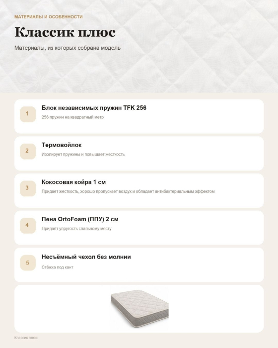 900 x 2000, Матрас Классик Плюс 90х200 