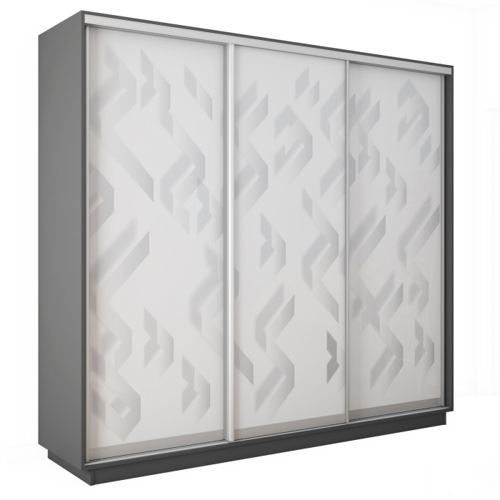 Шкафы-купе 3-х дверные, Шкаф-купе Экспресс 3-х дверный Фотопечать Ленты Стекла 240х45х220