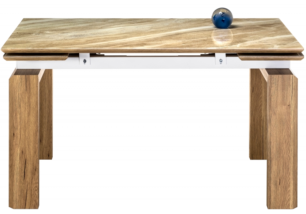 Обеденные столы, Стол стеклянный Давос (Бежевый мрамор)