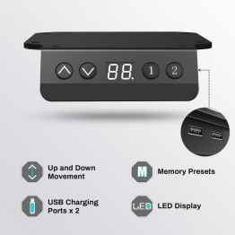 Стол для компьютера угловой (левый) c электрической регулировкой по высоте EUREKA ERK-L60L-RB