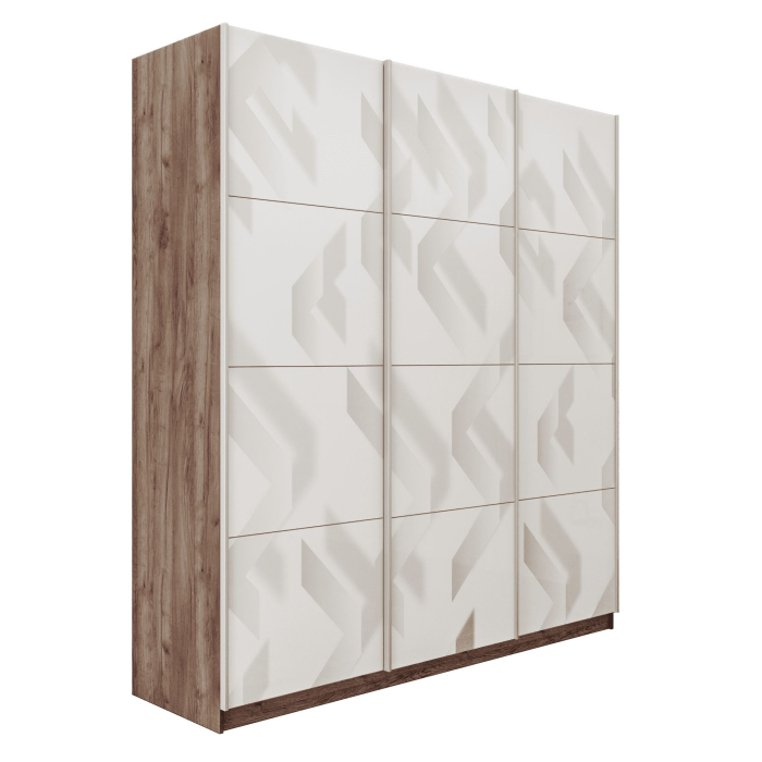 Шкафы-купе 3-х дверные, Шкаф-купе Прайм 3-х дверный Фотопечать Ленты Стекла/Доводчики 180х57х230