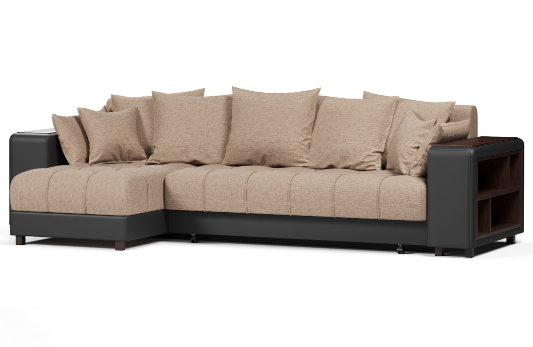 Диваны угловые, Диван угловой Дубай еврокнижка рогожка+экокожа