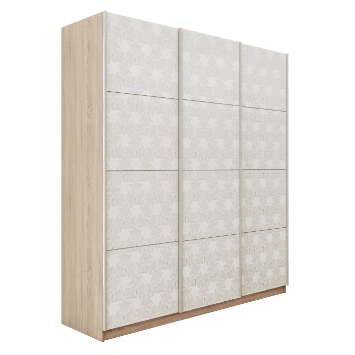 Шкафы-купе 3-х дверные, Шкаф-купе Прайм 3-х дверный Фотопечать Калейдоскоп Стекла/Доводчики 180х57х230