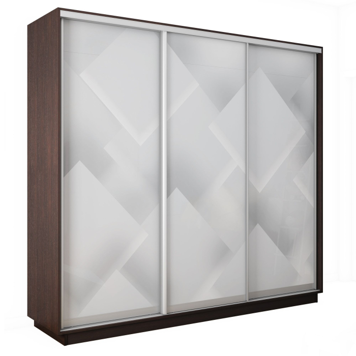 Шкафы-купе 3-х дверные, Шкаф-купе Экспресс 3-х дверный Фотопечать Квадрат Стекла 180х60х240