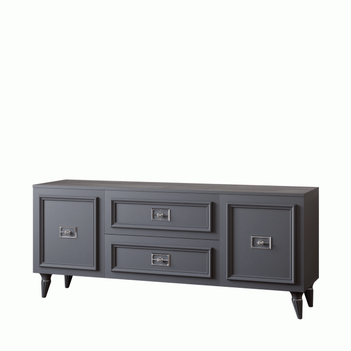 ТВ-тумбы, Комод Валенсия под телевизор 160х45х67 см серебро