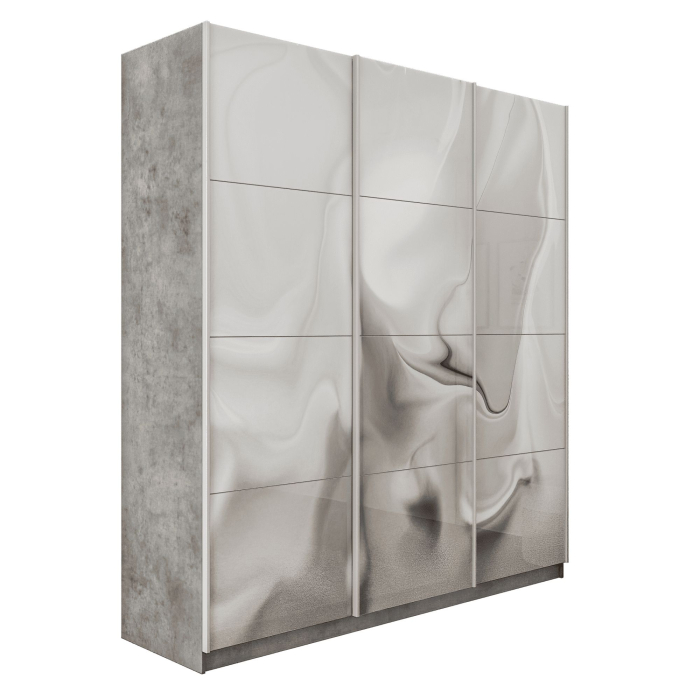 Шкафы-купе 3-х дверные, Шкаф-купе Прайм 3-х дверный Фотопечать Шелк Стекла/Доводчики 180х57х230
