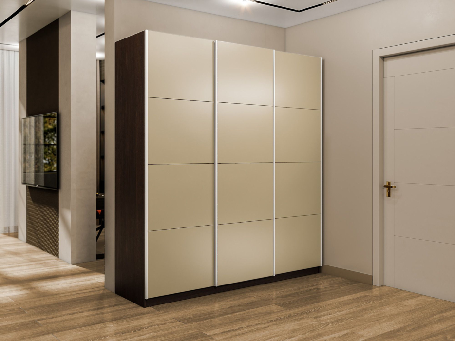 Шкафы-купе 3-х дверные, Шкаф-купе Прайм 3-х дверный Стекла фисташка/Доводчики 210х57х230