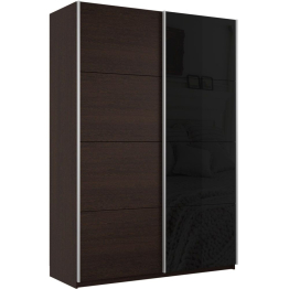 Шкаф-купе Прайм 2х дверный ДСП/Стекло черное 160х57х230