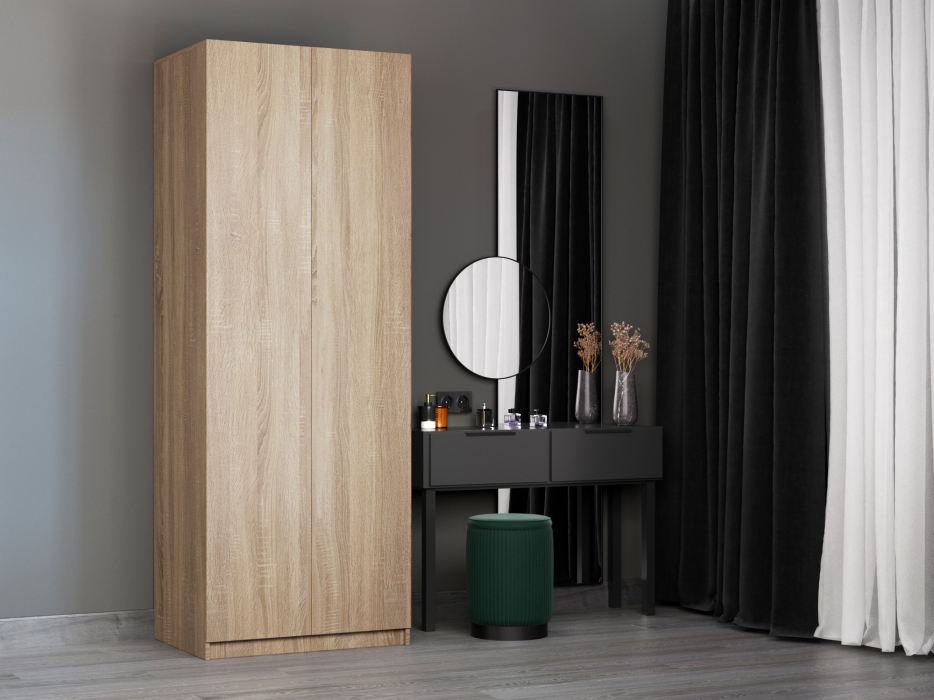 Шкафы распашные, Шкаф складной Е1 Локер ("Гармошка" с системой Push to Move/Правый)81х52.5х220 см, с полками и модулем