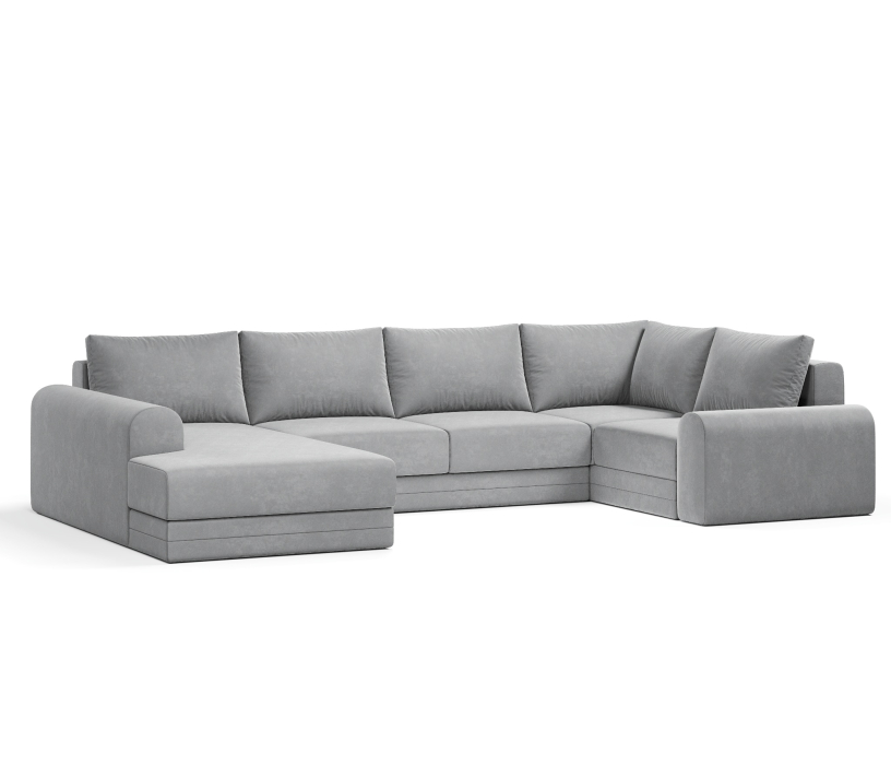 Диваны угловые в гостиную, Угловой диван Модерно П-образный, велюр