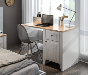 Стол Монтана СБ-3549 Белый Альпийский,Дуб Гамильтон/МДФ Дуб Белый