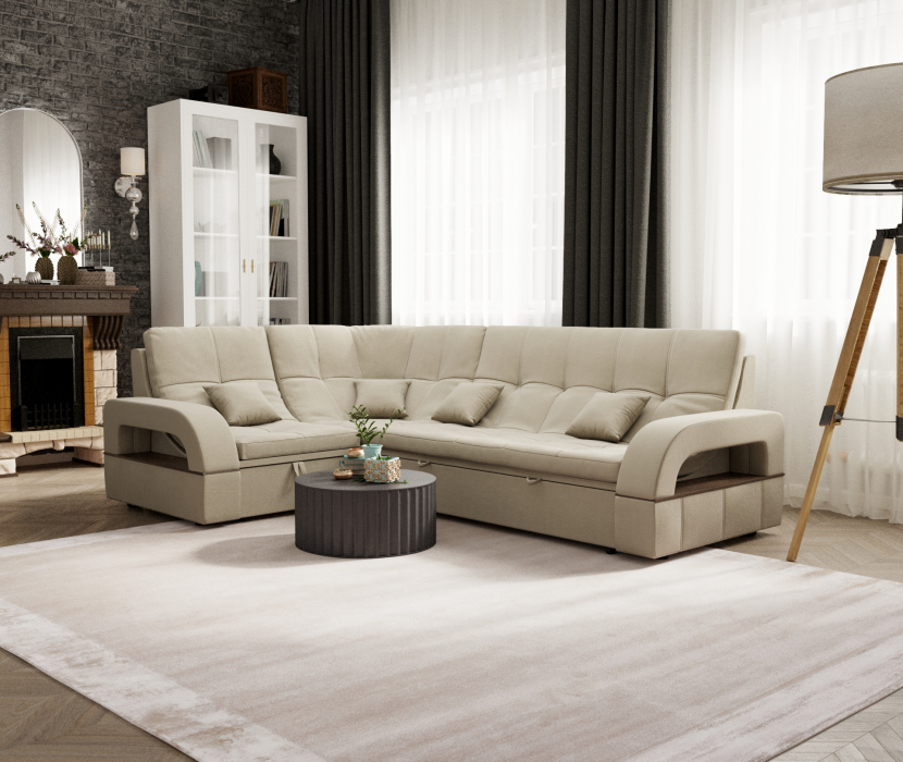 Диваны угловые в гостиную, Модульный диван Майами-3,микровелюр,антивандальная ткань,венеция