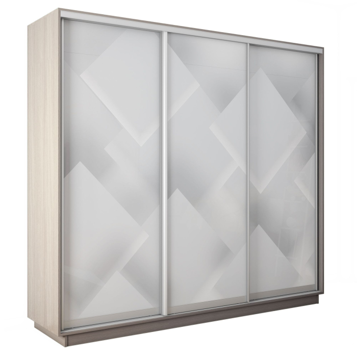 Шкафы-купе 3-х дверные, Шкаф-купе Экспресс 3-х дверный Фотопечать Квадрат Стекла 210х60х220