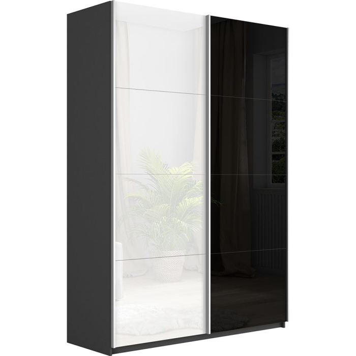 Шкафы-купе 2-х дверные, Шкаф-купе Прайм 2-х дверный Стекло белое/Стекло черное/Доводчики 160х57х230