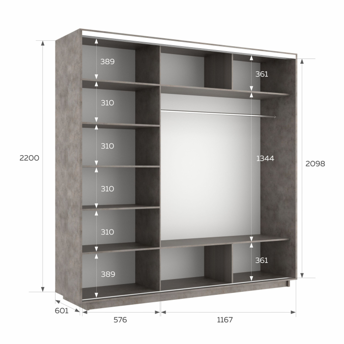 Шкафы-купе 3-х дверные, Шкаф-купе Экспресс 3-х дверный Фотопечать Квадрат Стекла 180х60х220