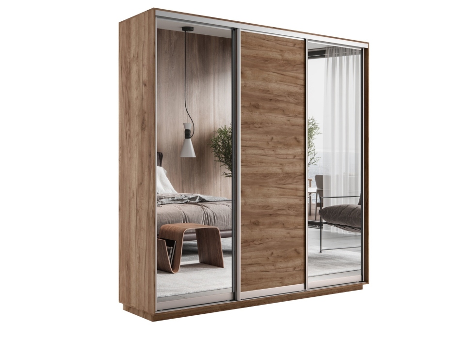 Шкафы-купе 3-х дверные, Шкаф-купе Экспресс Медиум (2 зеркала) трио 2400 x 2400 x 450