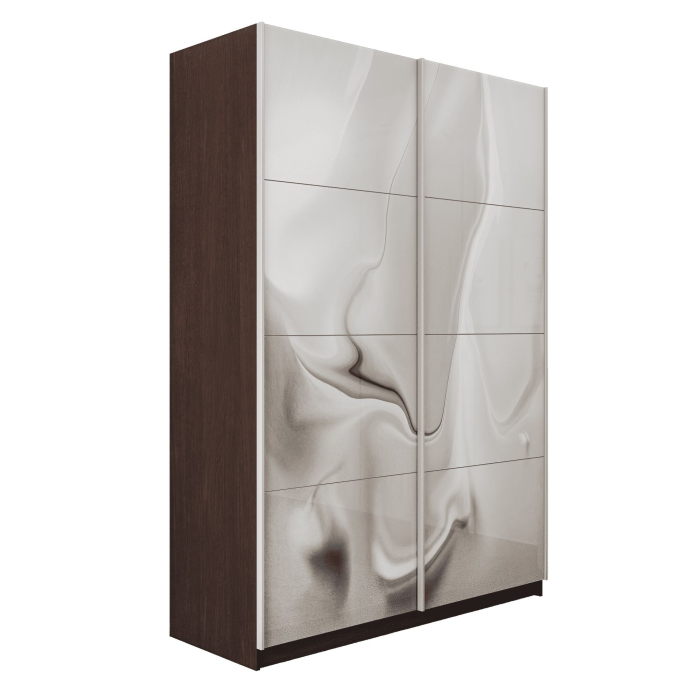 Шкафы-купе 2-х дверные, Шкаф-купе Прайм 2-х дверный Фотопечать Шелк Стекла/Доводчики 160х57х230