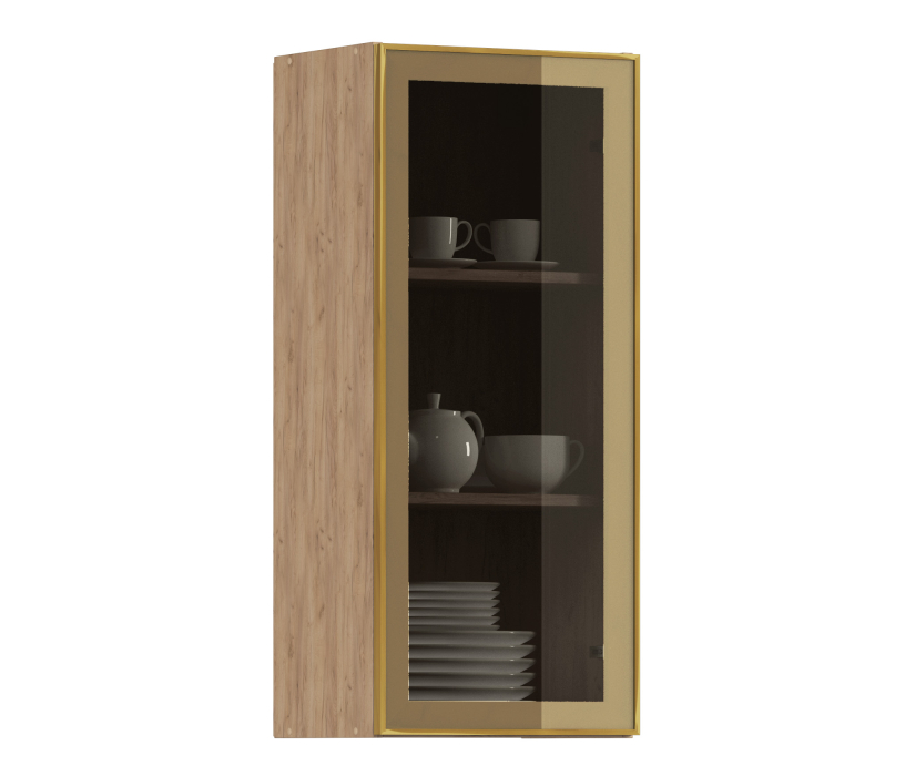 Навесные, Навесной шкаф Регина РП-140 (Дуб Вотан/Витрина Золото)