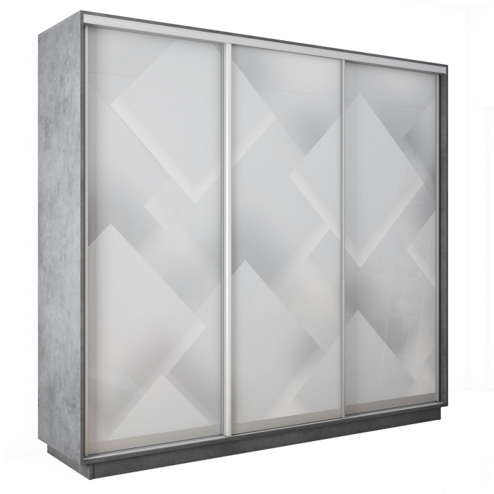 Шкафы-купе 3-х дверные, Шкаф-купе Экспресс 3-х дверный Фотопечать Квадрат Стекла 240х60х240