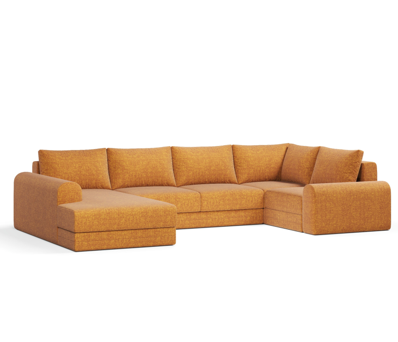 Диваны угловые в гостиную, Угловой диван Модерно П-образный, рогожка