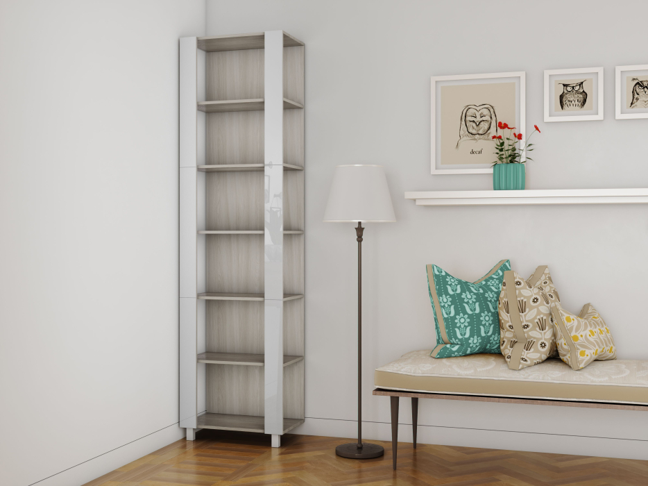 Открытые, Стеллаж модульный Универсальный 35х60х220 Белое стекло