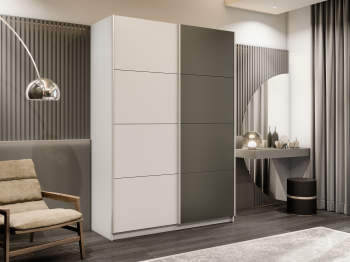 Шкаф-купе Прайм 2-х дверный ДСП/Стекло хаки/Доводчики 140х57х230