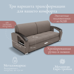 Прямой диван Дубай-1 ППУ, велюр