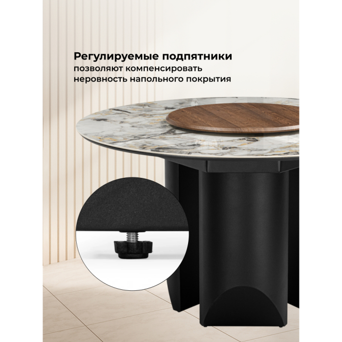 Обеденные столы, Керамический стол Иган 137 (чёрная нога)