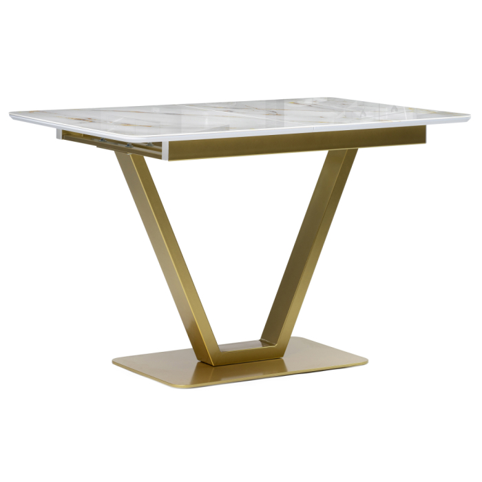 Обеденные столы, Стол стеклянный Бугун (белый / золото)