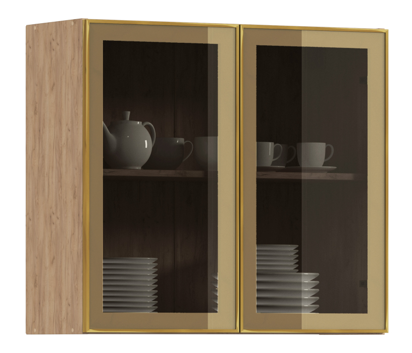 Навесные, Навесной шкаф Регина РП-80 (Дуб Вотан/Витрина Золото)
