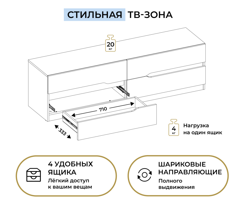 ТВ-тумбы, Тумба с ящиками Нова СБ-3631