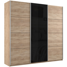 Шкаф-купе Прайм 3-х дверный ДСП/Стекло черное/Доводчики 210х57х230