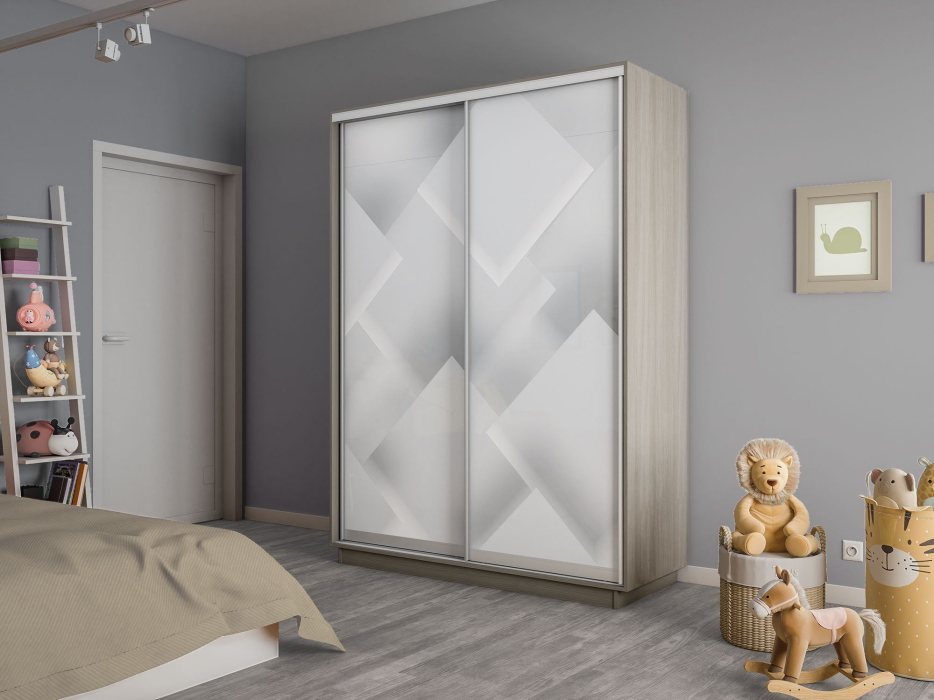 Шкафы-купе 2-х дверные, Шкаф-купе Экспресс 2-х дверный Фотопечать Квадрат Стекла 120х45х220