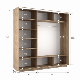 Шкаф-купе Экспресс 3-х дверный Фотопечать Калейдоскоп Стекла 240х60х240