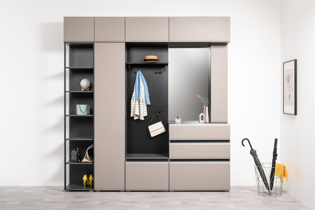 Шкафы распашные, Шкаф навесной Сидней 16.314.04, антрацит, веллюто капучино