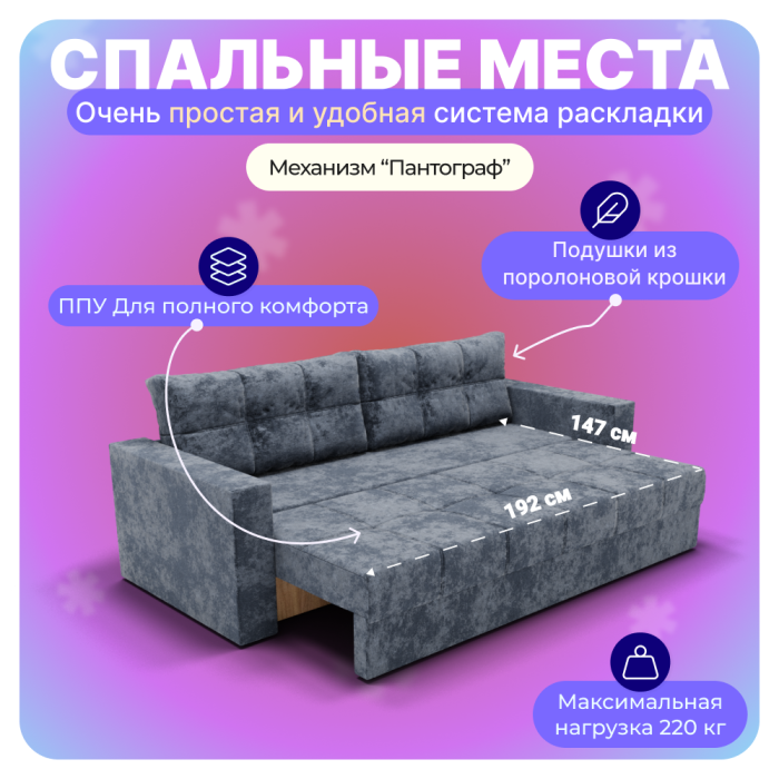 Диваны прямые, Прямой диван Рио, ППУ, Симпл