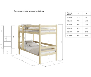 Двухъярусная кровать Фабиа 80х190