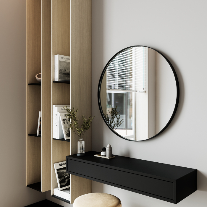 Зеркала в спальню, Дизайнерское настенное зеркало GENGLASS Rauntel M в металлической раме