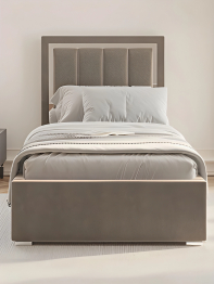 Кровать Валенсия односпальная с ПМ 90х200 см велюр, серебро