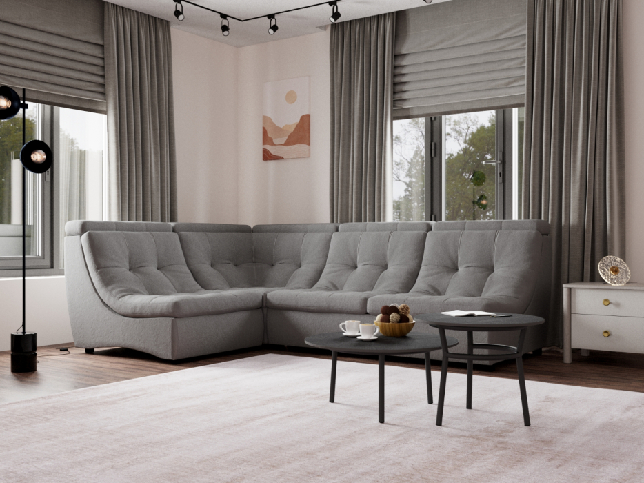 Диваны угловые в гостиную, Угловой Диван Монако-3 ППУ, велюр