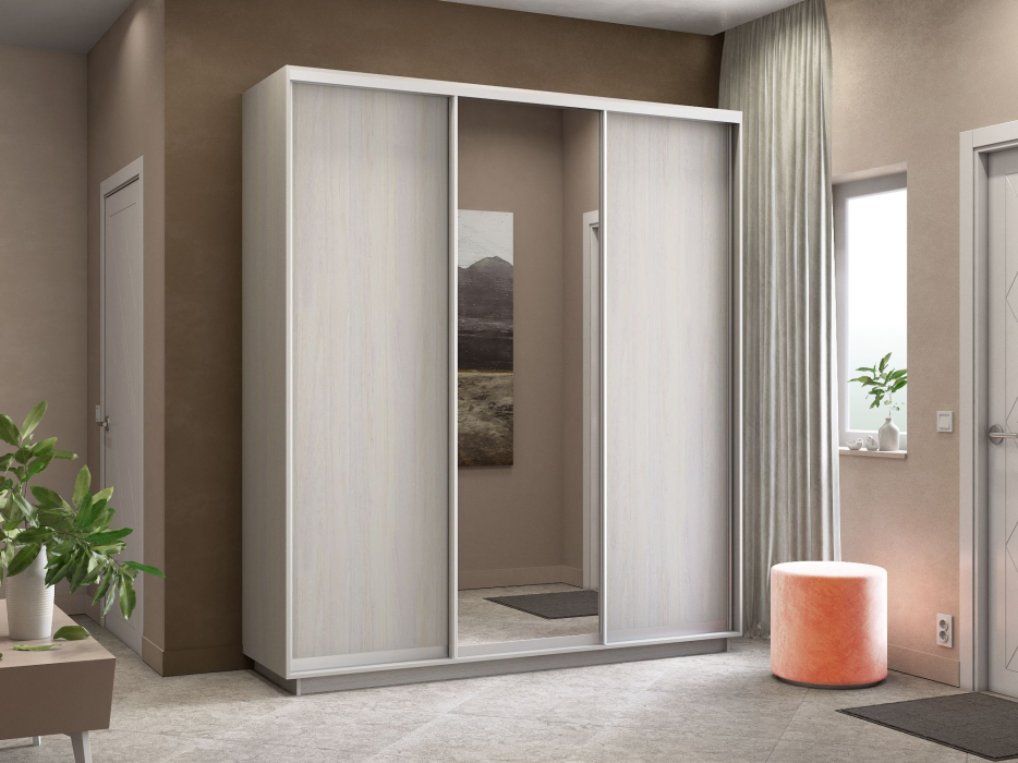 Шкафы-купе, Шкаф-купе Экспресс Медиум (1 зеркало) трио 2400 x 2100 x 600