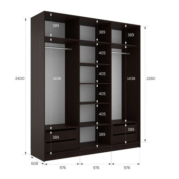 Шкафы-купе 3-х дверные, Шкаф-купе Эста 3-х дверный ДСП/Стекла фисташка/Доводчик 300х66х240