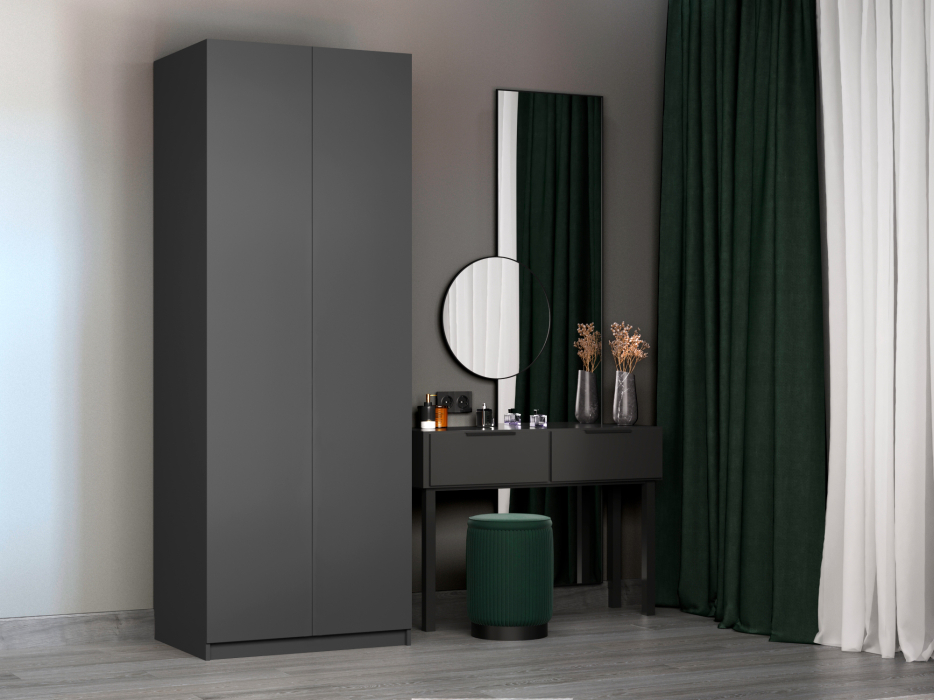 Шкафы распашные, Шкаф складной Е1 Локер ("Гармошка" с системой Push to Move/Левый)81х52.5х220 см, с полками и модулем