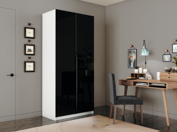 Шкаф распашной Е1 Локер 101x52.5x220 см, с черным стеклом