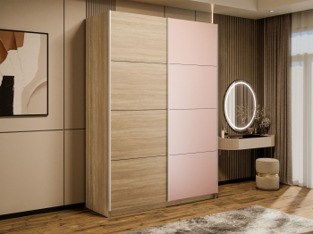 Шкаф-купе Прайм 2-х дверный ДСП/Стекло пудра/Доводчики 140х57х230